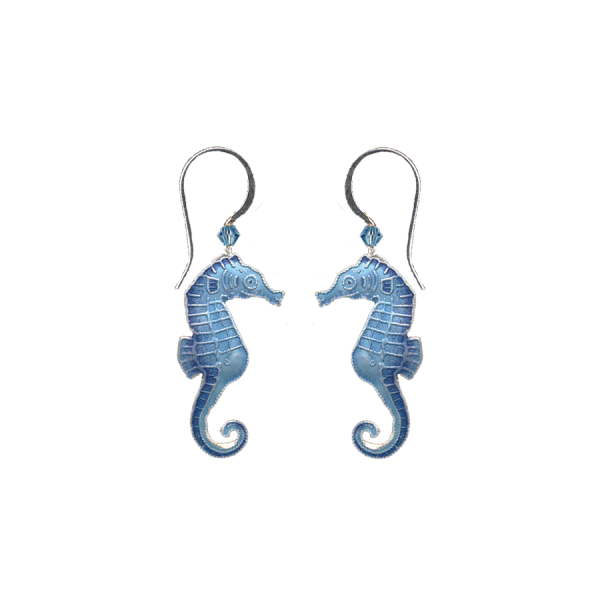 Seahorse Blue Earrings With Wire