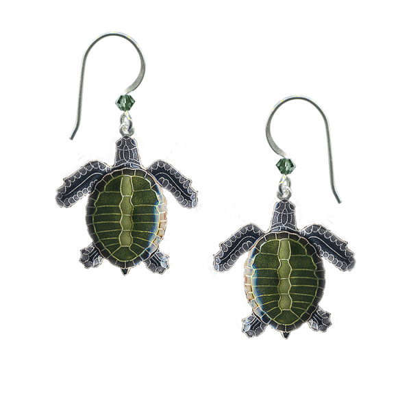 Olive Ridley Turtle Earrings With Wire