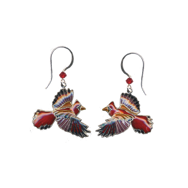 Cardinal Earrings with Wire