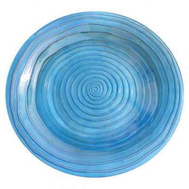 Blue Swirls Glass Birdbath