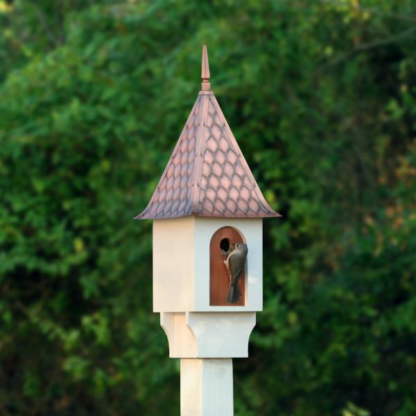 Chateau Wood Bird House  Diamond Pattern Copper Roof